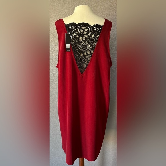 BB Dakota Maroon Casual Sleeveless Slip Dress Plus Size Lace Front/Back 1X NWT - Picture 5 of 13